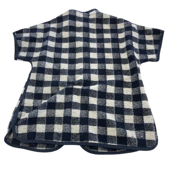 Draper James Cape Coat Womens X Small Small Blue White Buffalo Check Full Zip - Picture 3 of 10